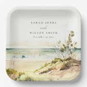 Elegant Dusky Coastal Beach Sun Seascape Wedding Papieren Bordje (Voorkant)