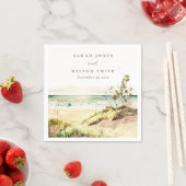 Elegant Dusky Coastal Beach Sun Seascape Wedding Servet (Insitu)