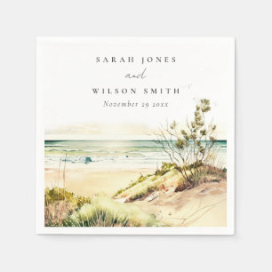 Elegant Dusky Coastal Beach Sun Seascape Wedding Servet