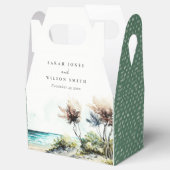 Elegant Dusky Coastal Palm Beach Seascape Wedding Bedankdoosjes (Geopend)