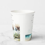 Elegant Dusky Coastal Palm Beach Seascape Wedding Papieren Bekers (Rechts)