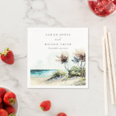 Elegant Dusky Coastal Palm Beach Seascape Wedding Servet (Insitu)