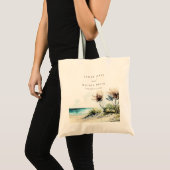 Elegant Dusky Coastal Palm Beach Seascape Wedding Tote Bag (Voorkant (product))