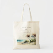 Elegant Dusky Coastal Palm Beach Seascape Wedding Tote Bag (Voorkant)