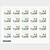 Elegant Dusky Coastal Palm Beach Seascape Wedding Vierkante Sticker (Vel)