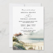 Elegant Dusky Coastal Sand Beach QR Code Wedding Kaart (Voorkant)