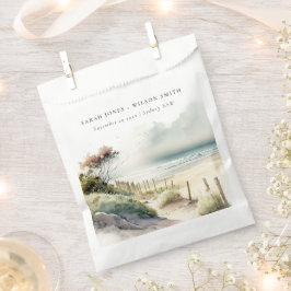 Elegant Dusky Coastal Sand Beach Seascape Wedding Bedankzakje