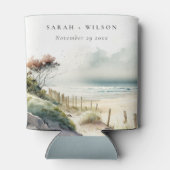 Elegant Dusky Coastal Sand Beach Seascape Wedding Blikjeskoeler (Achterkant)