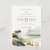 Elegant Dusky Coastal Sand Beach Seascape Wedding Kaart (Voorkant / Achterkant)