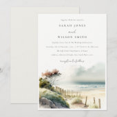 Elegant Dusky Coastal Sand Beach Seascape Wedding Kaart (Voorkant / Achterkant)