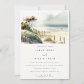 Elegant Dusky Coastal Sand Beach Seascape Wedding Kaart (Voorkant)