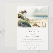 Elegant Dusky Coastal Sand Beach Seascape Wedding Kaart (Voorkant / Achterkant)