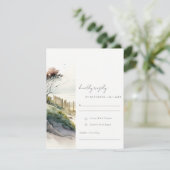Elegant Dusky Coastal Sand Beach Seascape Wedding RSVP Kaartje (Staand voorkant)
