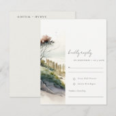 Elegant Dusky Coastal Sand Beach Seascape Wedding RSVP Kaartje (Voorkant / Achterkant)