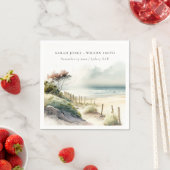 Elegant Dusky Coastal Sand Beach Seascape Wedding Servet (Insitu)