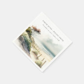 Elegant Dusky Coastal Sand Beach Seascape Wedding Servet (Hoek)