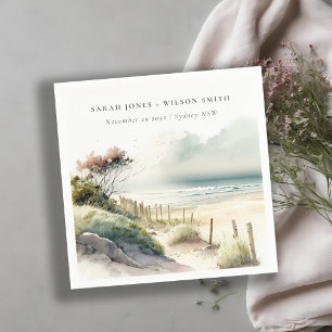 Elegant Dusky Coastal Sand Beach Seascape Wedding Servet