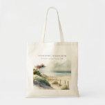 Elegant Dusky Coastal Sand Beach Seascape Wedding Tote Bag<br><div class="desc">Dusky Coastal Sand Beach Seascape Theme Collectie... Het is een elegante waterverf Illustratie van kustzandstrand met groen, perfect voor je beachy bruiloft & feestjes aan de kust. Het is zeer gemakkelijk om, met uw persoonlijke details aan te passen. Als u een ander bijpassend product of aanpassing nodig hebt, bericht dan...</div>