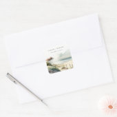 Elegant Dusky Coastal Sand Beach Seascape Wedding Vierkante Sticker (Envelop)