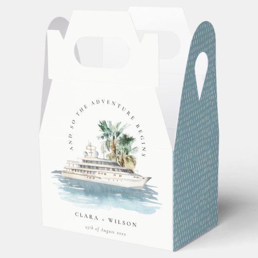 Elegant Dusky Cruise Palm Seascape Wedding Bedankdoosjes (Geopend)