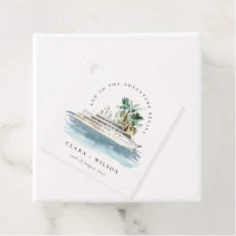 Elegant Dusky Cruise Palm Seascape Wedding Bedankjes Labels