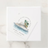 Elegant Dusky Cruise Palm Seascape Wedding Bedankjes Labels (In situ)
