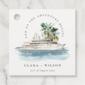 Elegant Dusky Cruise Palm Seascape Wedding Bedankjes Labels (Voorkant)