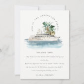 Elegant Dusky Cruise Palm Seascape Wedding Bedankkaart (Voorkant)