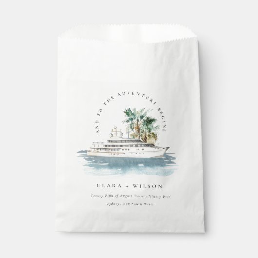 Elegant Dusky Cruise Palm Seascape Wedding Bedankzakje (Voorkant)