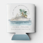 Elegant Dusky Cruise Palm Seascape Wedding Blikjeskoeler (Achterkant)