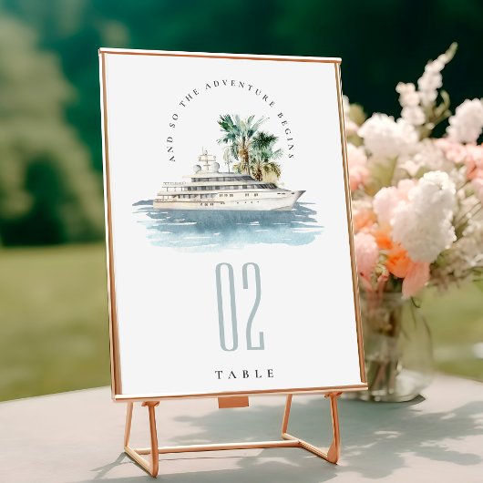 Elegant Dusky Cruise Palm Seascape Wedding Kaart