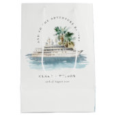 Elegant Dusky Cruise Palm Seascape Wedding Medium Cadeauzakje (Achterkant)