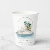 Elegant Dusky Cruise Palm Seascape Wedding Papieren Bekers (Achterkant)