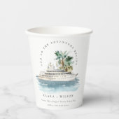 Elegant Dusky Cruise Palm Seascape Wedding Papieren Bekers (Voorkant)