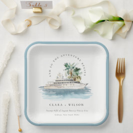 Elegant Dusky Cruise Palm Seascape Wedding Papieren Bordje