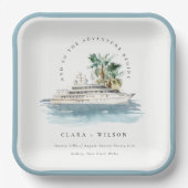 Elegant Dusky Cruise Palm Seascape Wedding Papieren Bordje (Voorkant)