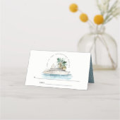 Elegant Dusky Cruise Palm Seascape Wedding Plaatskaartje (Achterkant)