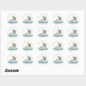 Elegant Dusky Cruise Palm Seascape Wedding Ronde Sticker (Vel)