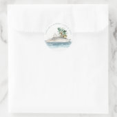 Elegant Dusky Cruise Palm Seascape Wedding Ronde Sticker (Tas)