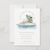 Elegant Dusky Cruise Palm Seascape Wedding RSVP Kaartje (Voorkant)