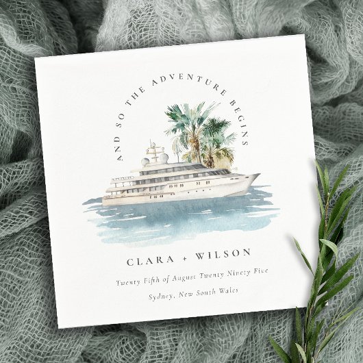 Elegant Dusky Cruise Palm Seascape Wedding Servet