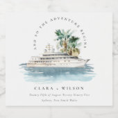 Elegant Dusky Cruise Palm Seascape Wedding Sparkling Wijnetiket (Enkel label)