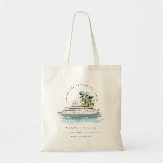 Elegant Dusky Cruise Palm Seascape Wedding Tote Bag (Voorkant)