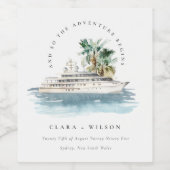 Elegant Dusky Cruise Palm Seascape Wedding Wijn Etiket (Enkel label)