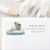 Elegant Dusky Cruise Ship Palm Seascape Adres Etiket (Insitu)