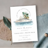 Elegant Dusky Cruise Ship Palm Waterverf Seascape Save The Date