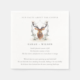 Elegant Dusky Deer Floral Crest Facts Weddenschap Servet
