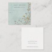 Elegant Dusky Floral Aqua Band Ketting Display Vierkante Visitekaartje (Voorkant / Achterkant)