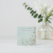 Elegant Dusky Floral Aqua Band Ketting Display Vierkante Visitekaartje (Staand voorkant)