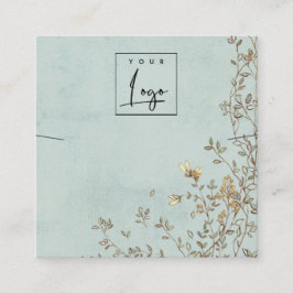 Elegant Dusky Floral Aqua Logo Display Vierkante Visitekaartje